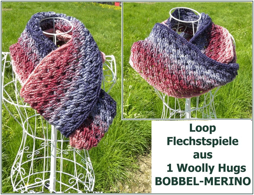 Loop "Flechtspiele" gehäkelt mit 1 Woolly Hugs BOBBEL-MERINO