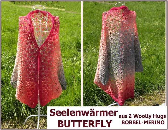 Seelenwärmer BUTTERFLY gehäkelt aus 2 Woolly Hugs BOBBEL-MERINO