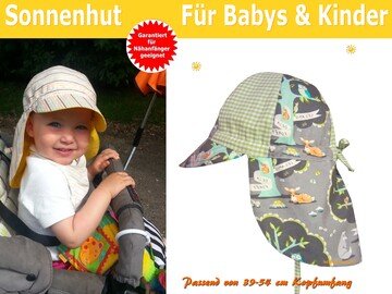 Sommerhut/Sonnenhut mit Nackenschutz für Kinder und Babys - Schnittmuster & Nähanleitung