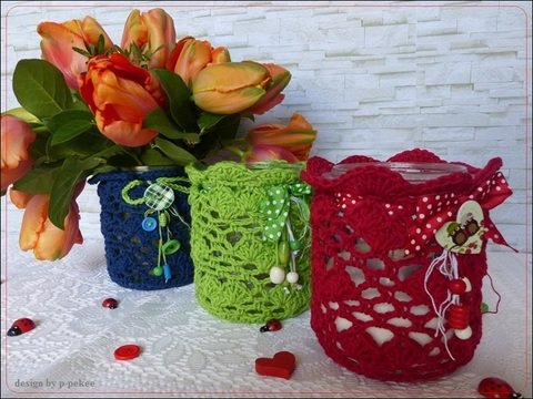 "Love" Windlicht / Blumenvase  - Häkelanleitung