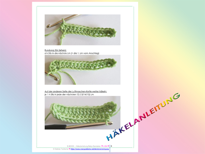 Häkelanleitung: Baby Sandalen mit Blume (0 bis 1 Jahr)