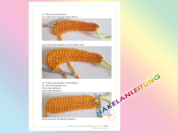 Häkelanleitung: Babyschuhe Monsterchen (5 Größen: Frühchen - 1 Jahr)