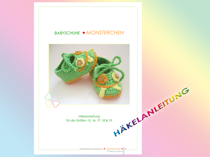 Häkelanleitung: Babyschuhe Monsterchen (5 Größen: Frühchen - 1 Jahr)