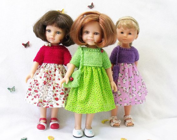 Knit and sew dress pattern for Paola Reina doll and Corolle Les Cheries doll.
