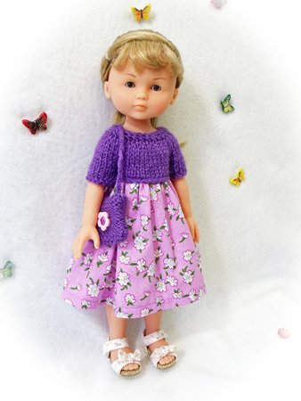 Knit and sew dress pattern for Paola Reina doll and Corolle Les Cheries doll.