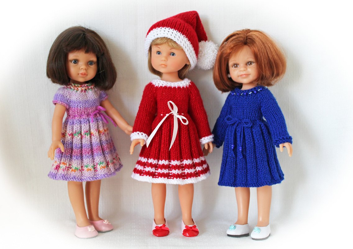 Knitting pattern for Holiday Dresses and Hat for Paola Reina doll and Corolle Les Cheries doll. - Image 4