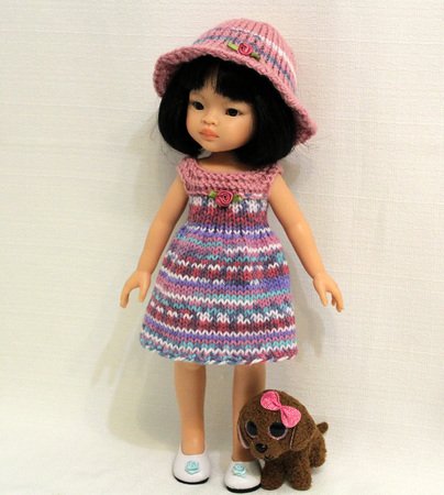 Knitting pattern for Sundresses and Hat for Paola Reina doll and Corolle Les Cheries doll.