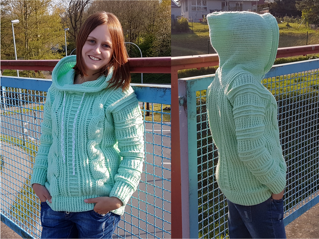 Häkelanleitung Kuschelpulli Gr. 32-50