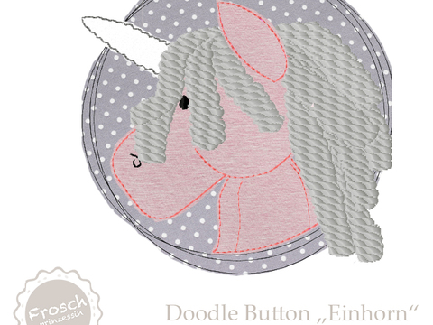 Einhorn Rosalie, Doodle Button, 10x10 cm