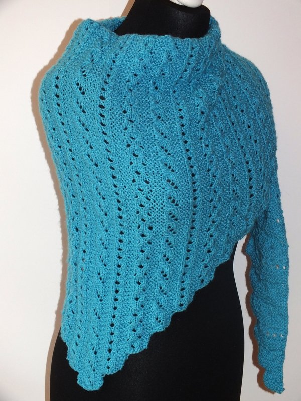 Strickanleitung Dreieckstuch Zopfoptik ohne Zopfen Jisamola - Bild 3