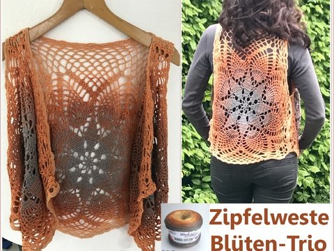 Zipfel-Weste "Blüten-Trio" mit 1 Woolly Hugs BOBBEL häkeln