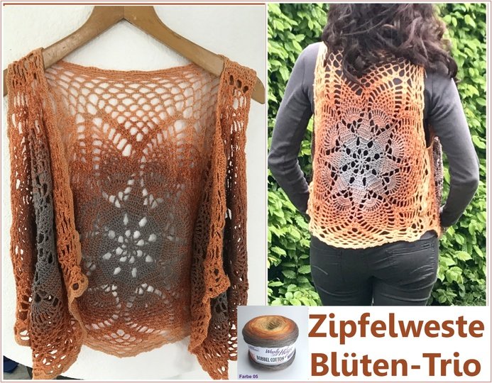 Zipfel-Weste "Blüten-Trio" mit 1 Woolly Hugs BOBBEL häkeln