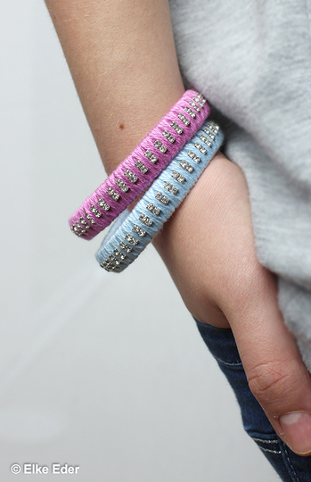 Armreifen selber machen – DIY-Anleitung für umwickelte Armreifen mit Strass