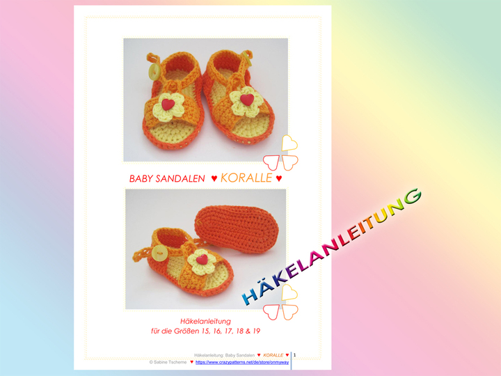 Häkelanleitung: Baby Sandalen mit Blume (Frühchen bis 1 Jahr)
