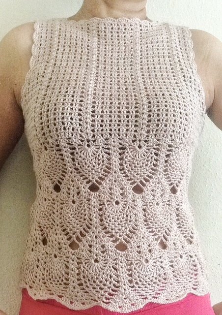 Top crochet Pattern, women vest Pattern, Elegant Crochet Top, pineapple Crochet pattern, chart pattern, step by step pdf, 22PDF1 - Image 6