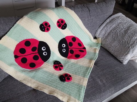 75 Häkelanleitung Babydecke Krabbeldecke Marienkäfer