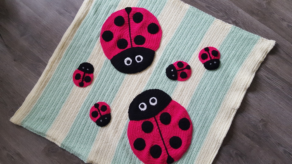 75 Häkelanleitung Babydecke Krabbeldecke Marienkäfer