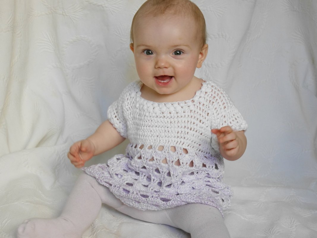 Häkelanleitung Kinderkleid Größe 92 für alle Größen leicht anpassbar Lila Traum - Bild 5