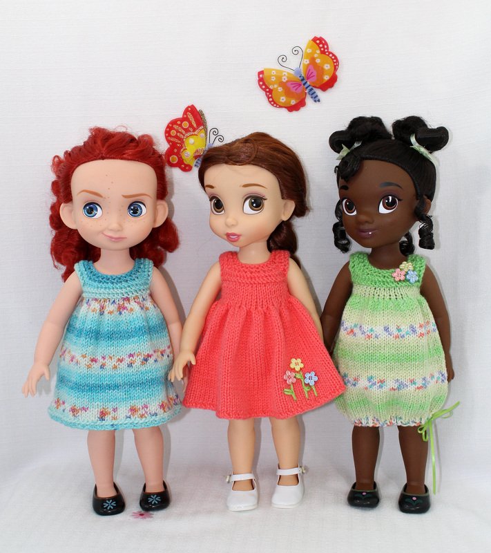 Knitting Pattern for Cute Sundresses for Disney Animators' dolls (16")