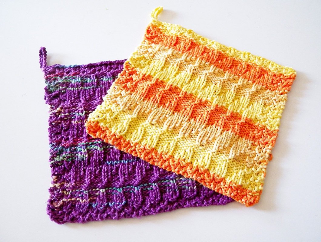 Knitting pattern for a reversible potholder or dishcloth "Papaya"