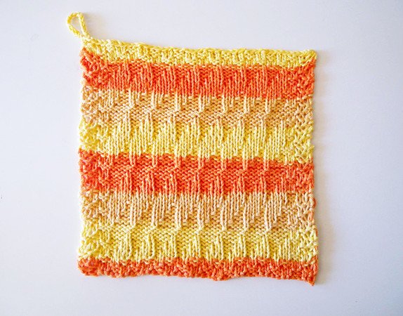 Knitting pattern for a reversible potholder or dishcloth "Papaya"