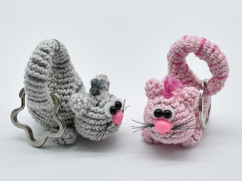 Häkelanleitung - Kleine Katzen - Schlüsselanhänger, Taschenbaumler