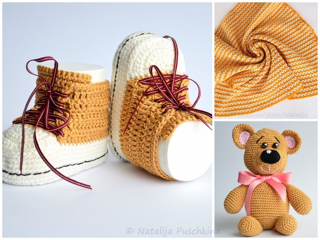 SPAR-SET: Baby Schuhe, Baby Decke und  Bär