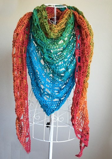 Tuch Glücks-Gitter mit 1 Woolly Hugs BOBBEL-COTTON häkeln