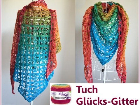Tuch Glücks-Gitter mit 1 Woolly Hugs BOBBEL-COTTON häkeln