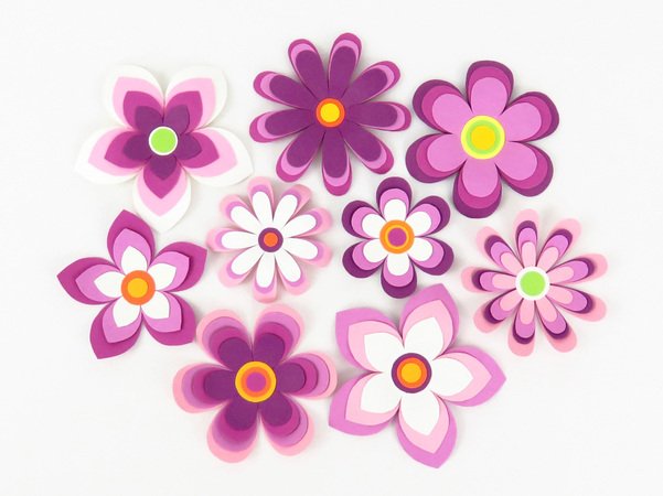 Deko-Blumen aus Papier – Set 1 – Bastelanleitung und Vorlagen