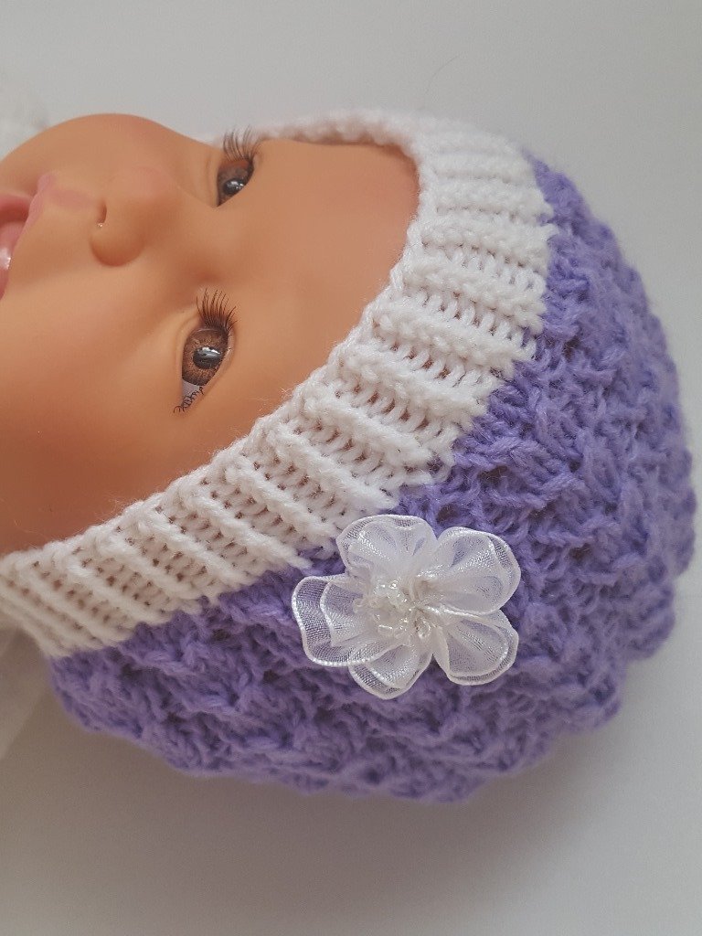 Strickanleitung Baby-Mütze, Babymütze mit Ajourmuster, ca. 3 - 8 Monate - Bild 6