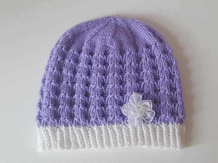 Strickanleitung Baby-Mütze, Babymütze mit Ajourmuster, ca. 3 - 8 Monate
