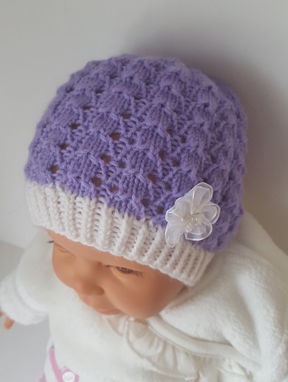 Strickanleitung Baby-Mütze, Babymütze mit Ajourmuster, ca. 3 - 8 Monate
