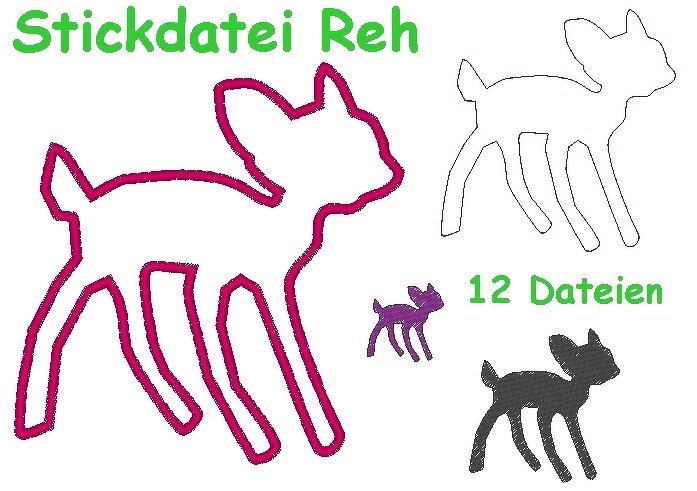 Stickdatei Reh Rehkitz Doodle
