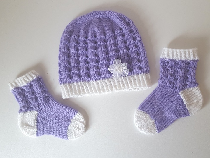 Strickanleitung Baby-Set, Baby-Söckchen und Babymütze, Ajour, ca. 3 - 8 Monate