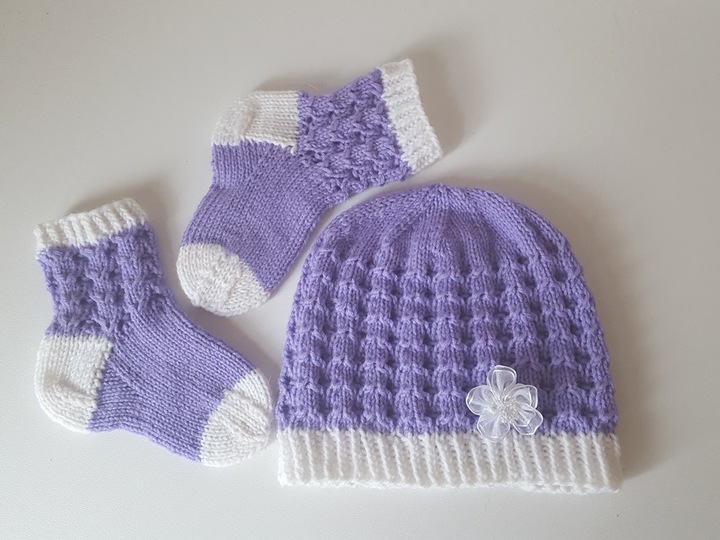 Strickanleitung Baby-Set, Baby-Söckchen und Babymütze, Ajour, ca. 3 - 8 Monate