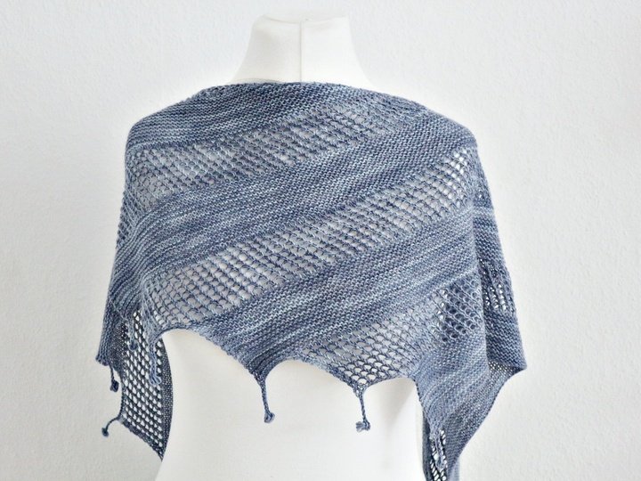 Knitting Pattern PDF Dragon Tail Shawl – Easy Textured Scarf with Bobbles