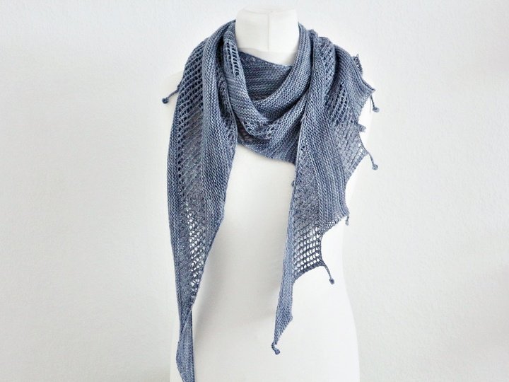 Knitting Pattern PDF Dragon Tail Shawl – Easy Textured Scarf with Bobbles