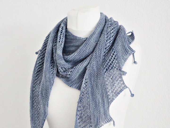 Knitting Pattern PDF Dragon Tail Shawl – Easy Textured Scarf with Bobbles