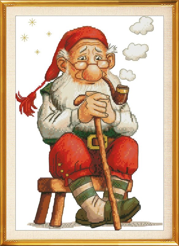 Stickvorlage Kreuzstich Weihnachtman für 14Ct Sticken; Cross Stitch Pattern.