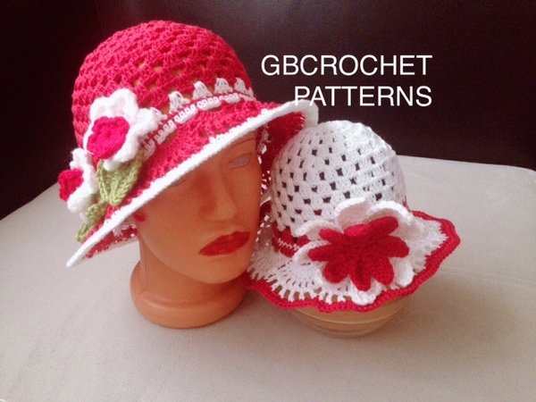 Crochet Pattern, Mom and Me, Baby to adult summer Sun hat, Baby girls Hat, crochet summer hat pattern, girls hat, Nb to adult sizes, US/UK