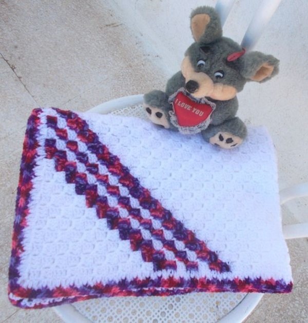 Häkelanleitung Babydecke weiß-bunt - Bild 2