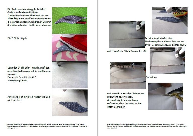 Stickdatei 3-D Rakete in 20 cm und 30 cm