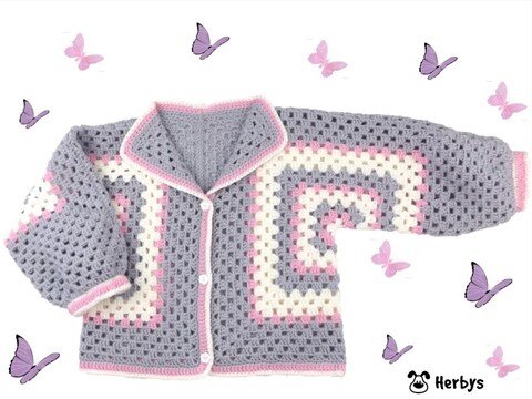 Häkelanleitung Kinderjacke "Granny", Gr. 98 - 110