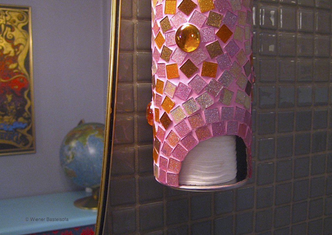 Watte-Utensilo „1001 Nacht“, Upcycling aus Chips Dose mit Mosaik