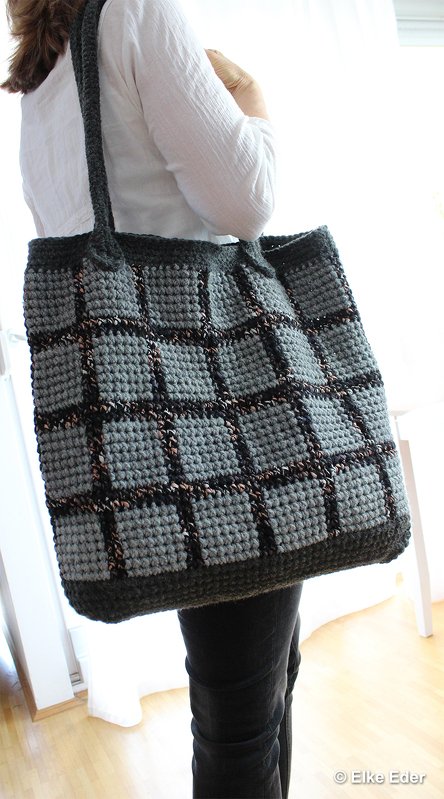 Shopper, Umhängetasche "Karo-La" - Häkelanleitung - Bild 3