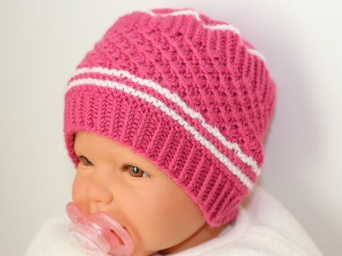 Strickanleitung Babymütze, Baby-Mütze, Sternchenmuster, ca. 2 - 6 Monate