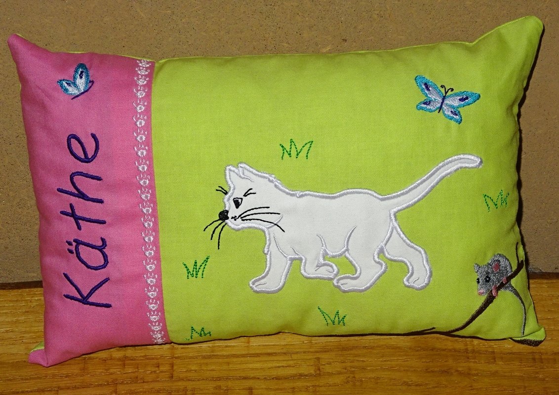 Stickdatei - Katze inkl. 2 Kissen ITH