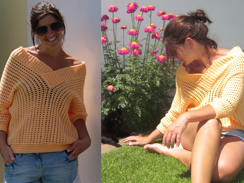 Häkelpulli Tropical (Gr. S/M und L/XL - leicht an alle Größen anzupassen)