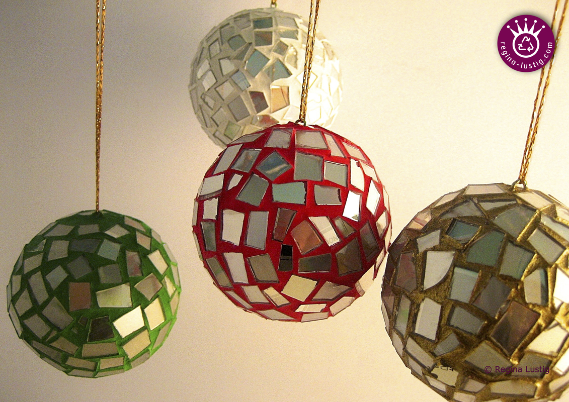 Weihnachtskugeln, Dekokugeln, Christbaumkugeln, Upcycling aus CDs und DVDs